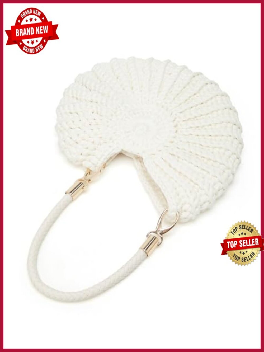 Handwoven Crochet Seashell Beach Bag Crossbody Shoulder Hobo Bag Straw Purse - Picture 6 of 6